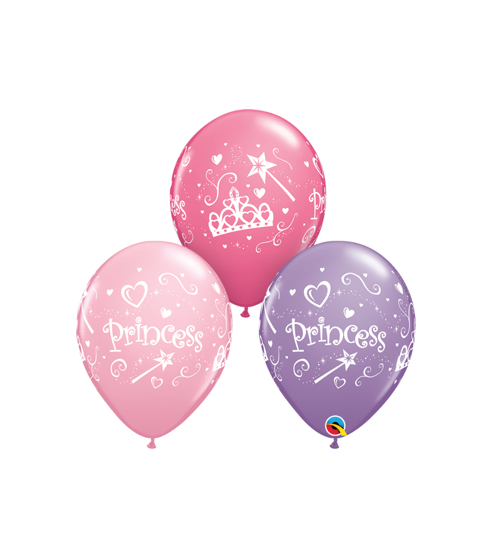 Ballon latex Princesse couronne baguette magique