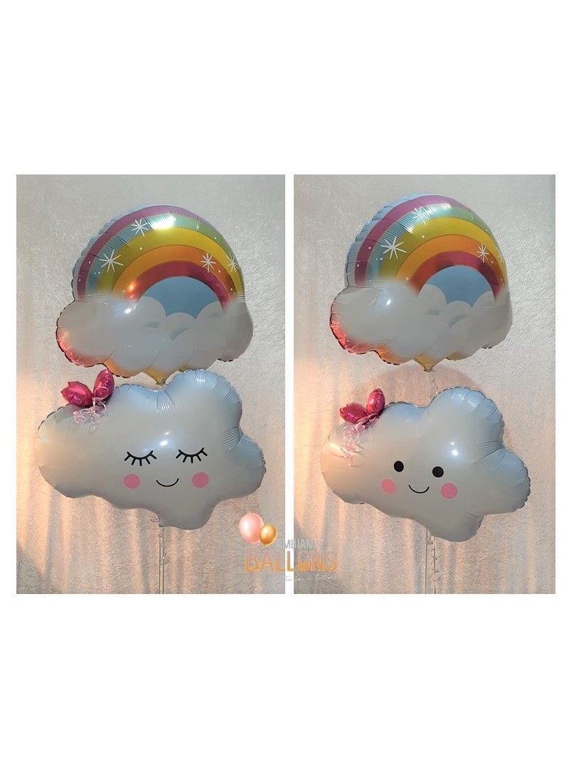 Ballon arc-en-ciel et Nuage Customisé Smiley