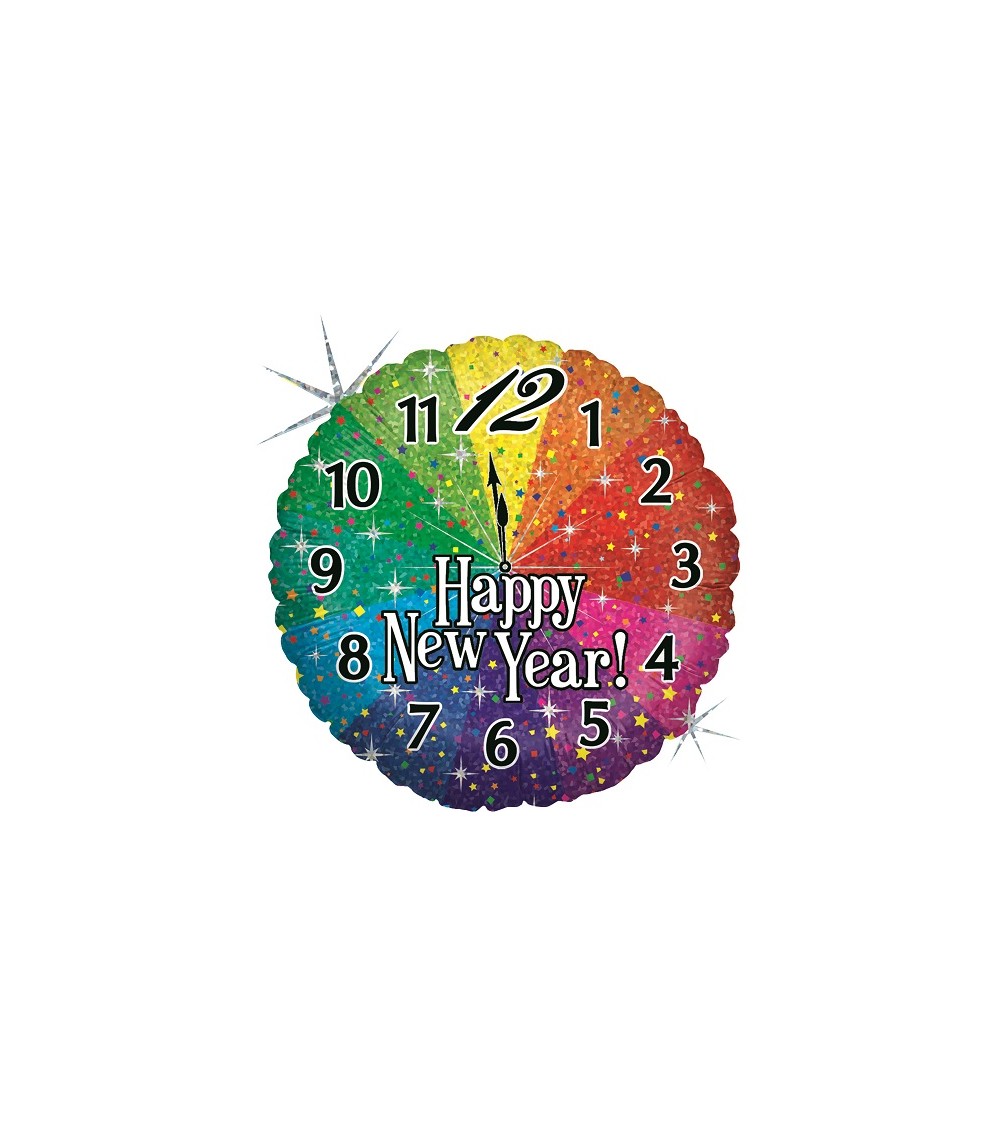 Ballon Nouvel An - Horloge - Happy New Year ! - 45 cm helium