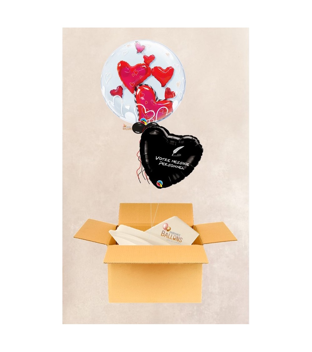 Ballon postal Saint-Valentin - Bubble bulle transparent coeurs