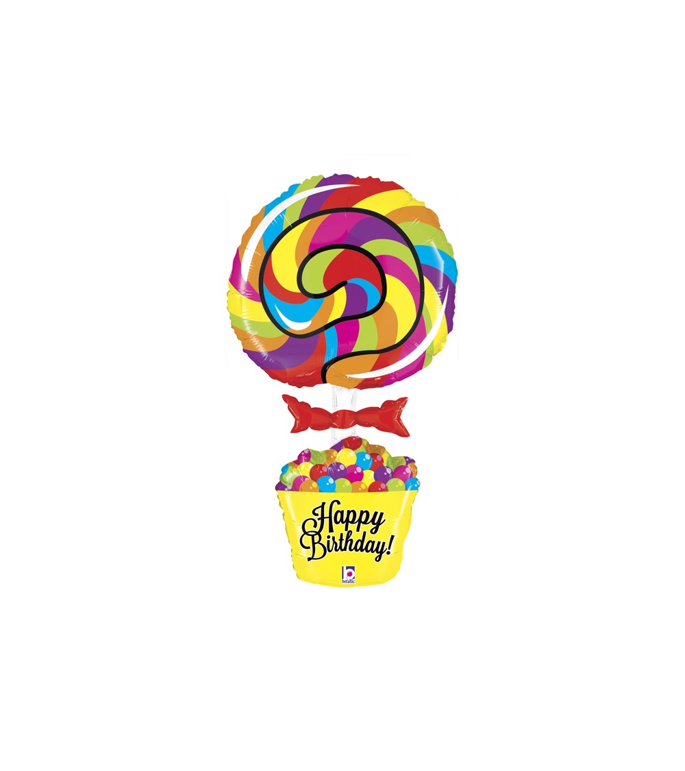 Ballon alu Happy Birthday Lollipop Candy Bonbons 122cm