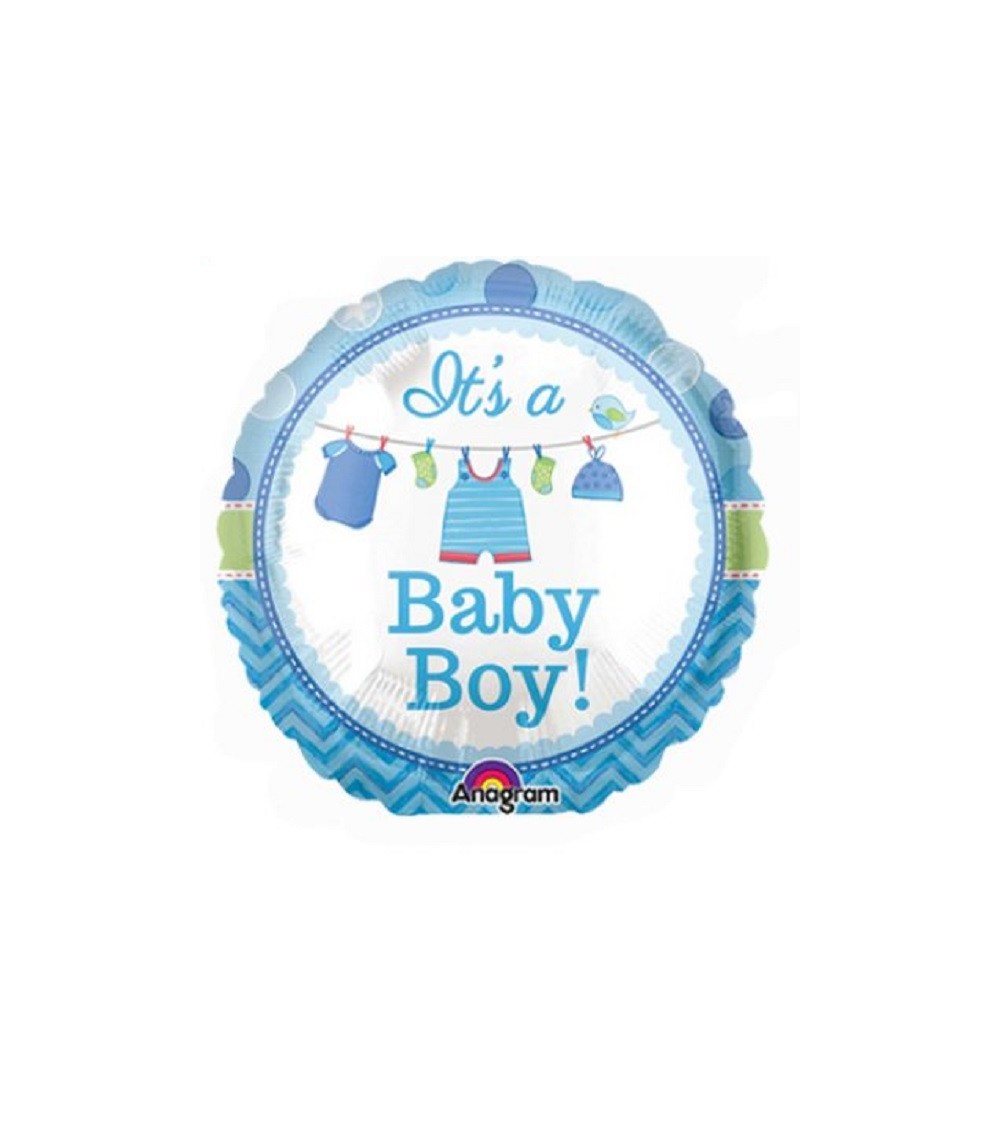 Mini-Ballon bébé garçon bleu (30 cm) - monté sur tige pre-gonflé air-fill