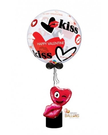 Composition de table Ballon Bulle transparent Kiss Saint-Valentin