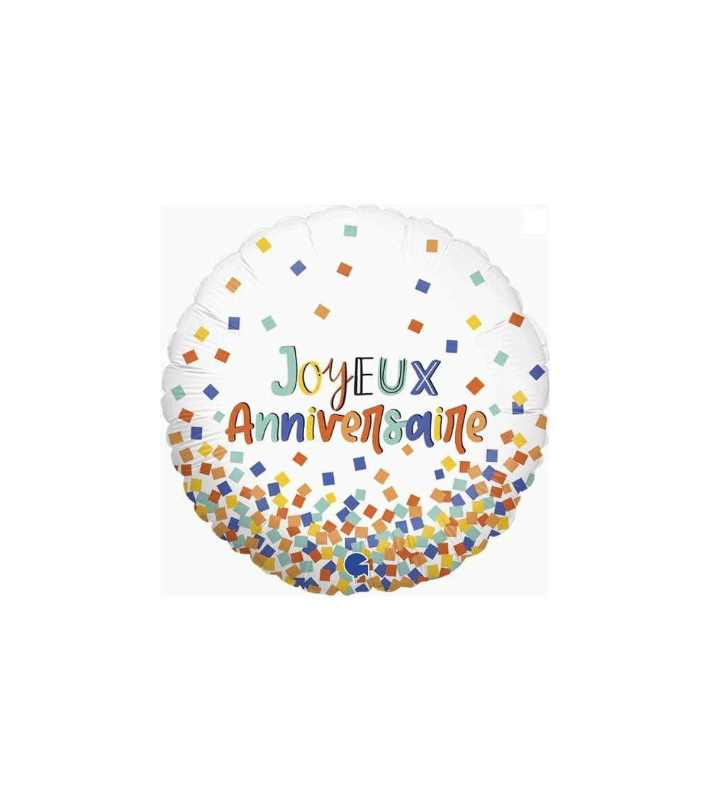 Ballon alu Joyeux Anniversaire festif - Déco anniversaire - Mistincelle