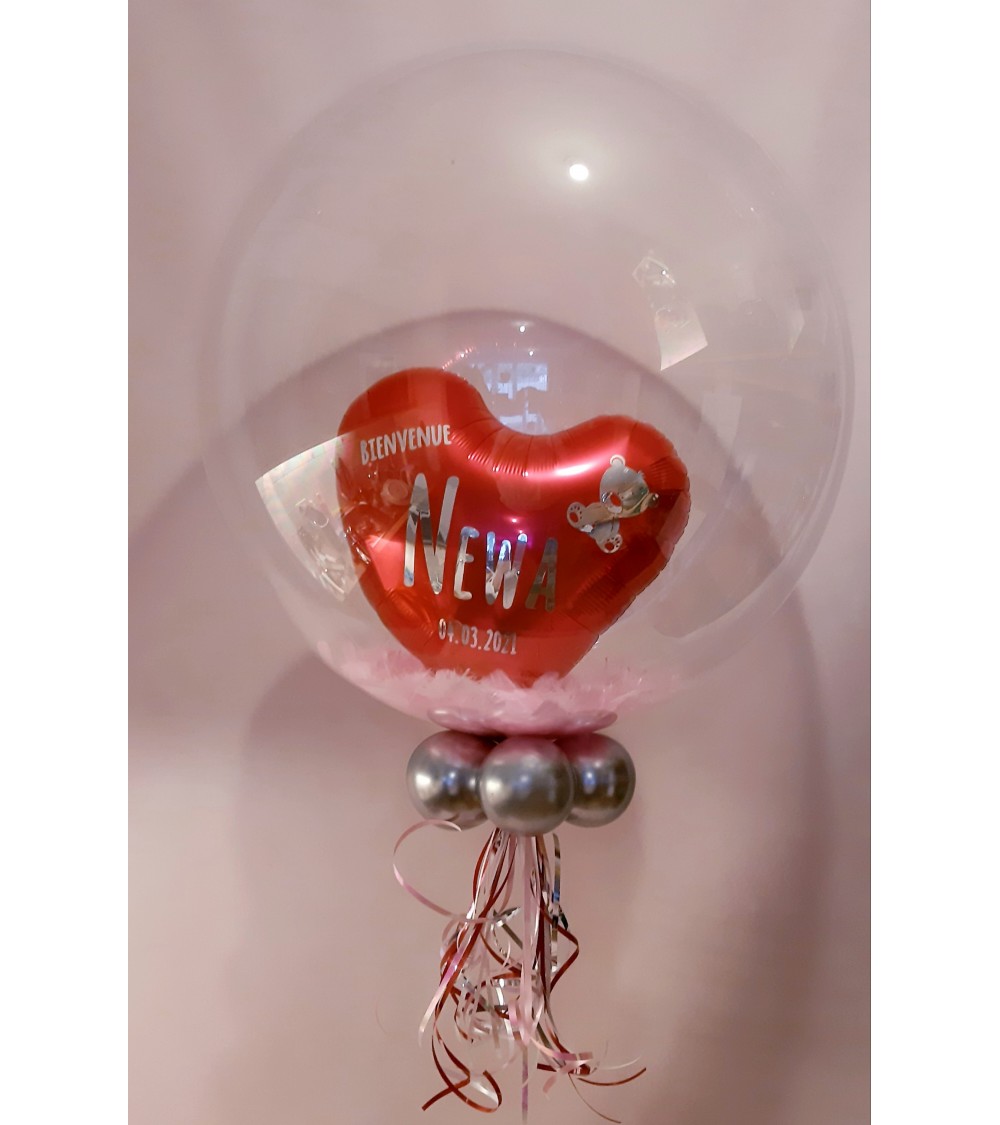 Création en ballons - ballon transparent avec cœur personnalisable