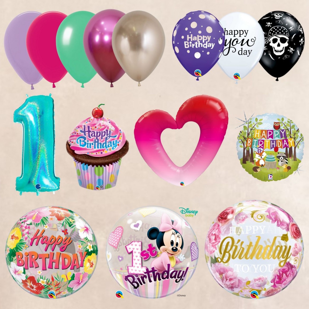 Ballon anniversaire Minnie Mouse coeur de 43 cm